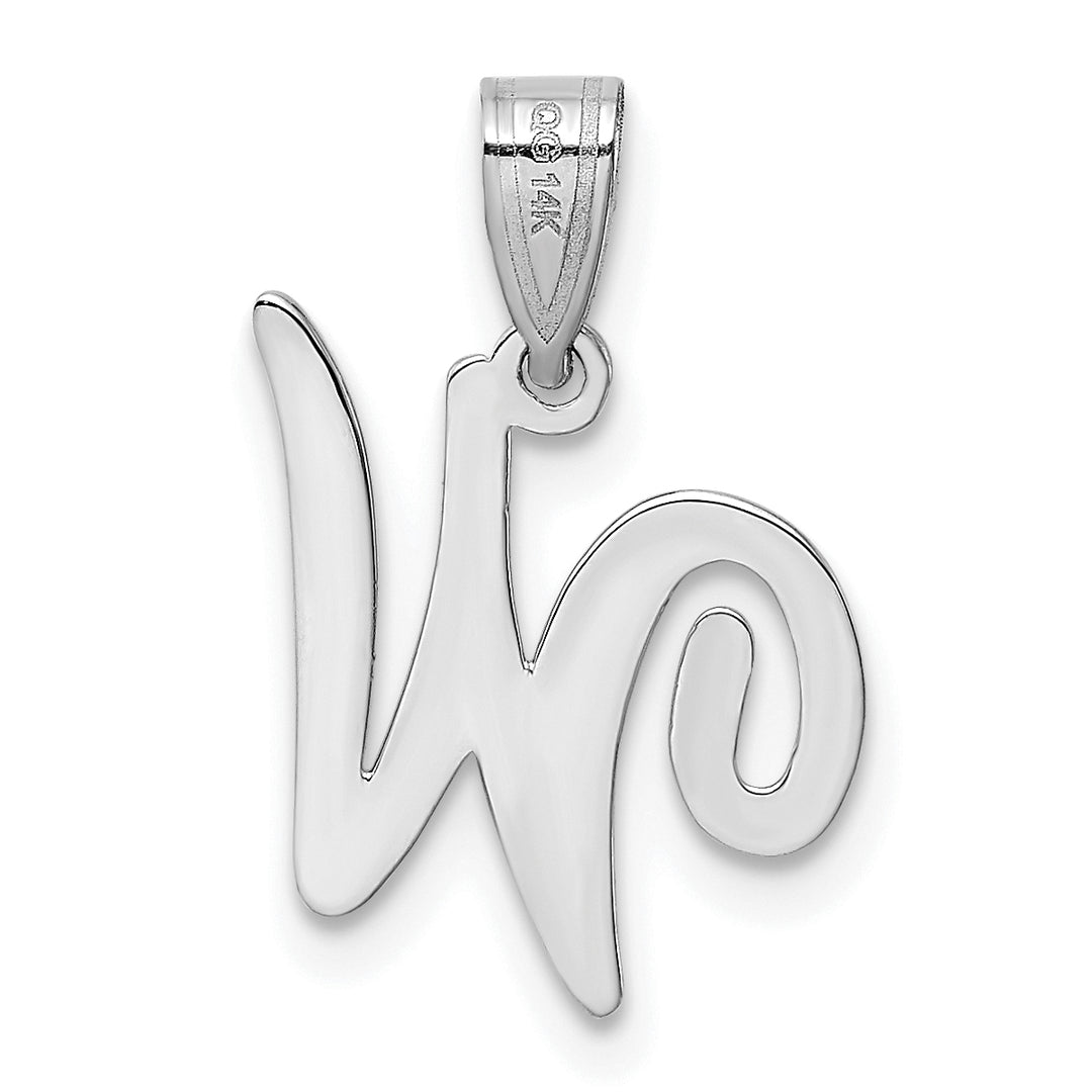 Colgante Inicial "W" en Oro Blanco de 14k con Estilo Script