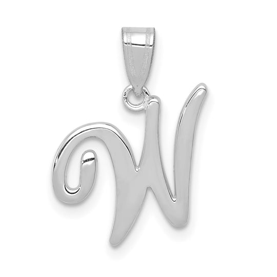 Colgante Inicial "W" en Oro Blanco de 14k con Estilo Script