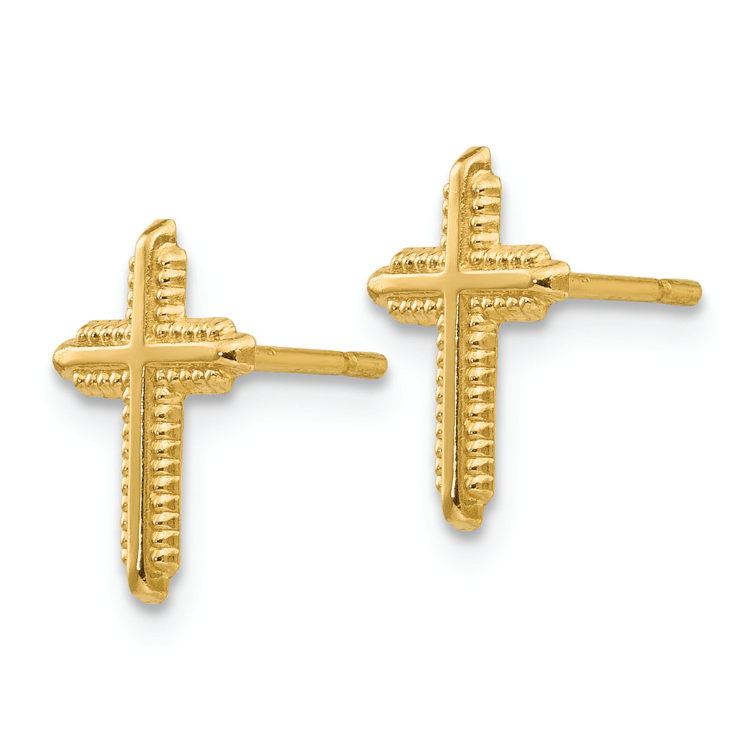 Aretes de Cruz en Oro Amarillo de 14k Pulido