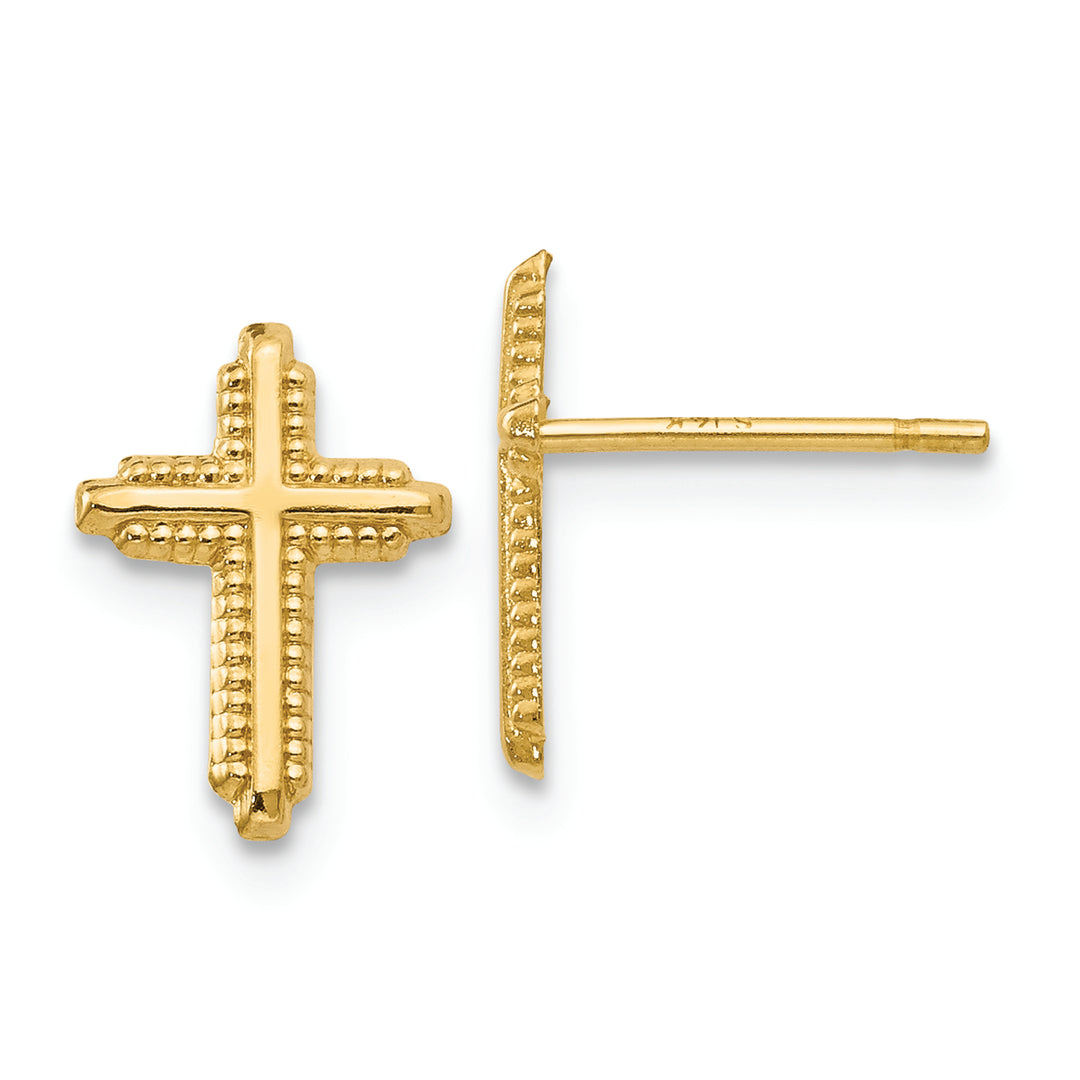 Aretes de Cruz en Oro Amarillo de 14k Pulido