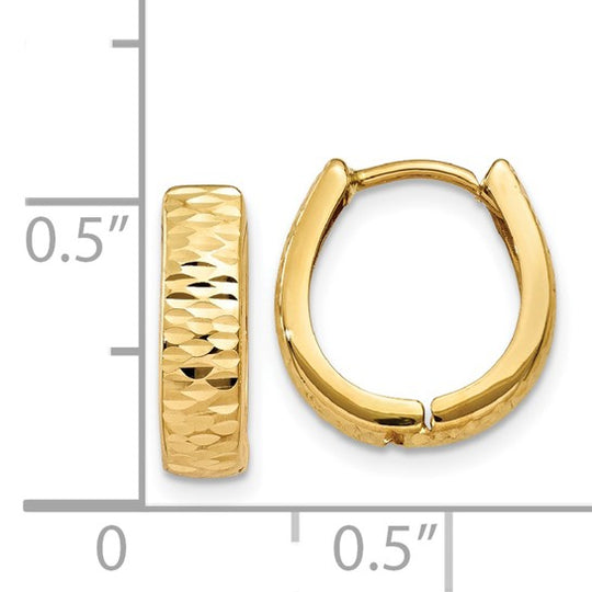 Pendientes de Aro Texturizados y Pulidos con Bisagra en Oro Amarillo de 14k