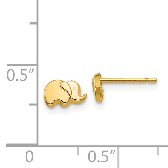 Pendientes de Elefante Pulidos de 14K Oro Amarillo