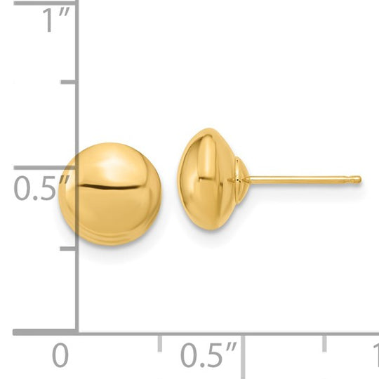 Pendientes de Botón con Cierre Post en Oro de 14k Pulido