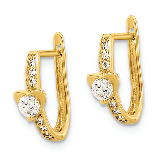 Aretes Aros de Corazón con CZ Pulidos de 14K