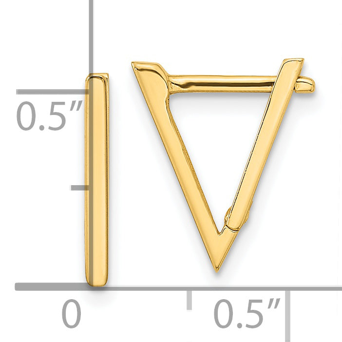 Pendientes de aro triangulares pulidos de 14 quilates