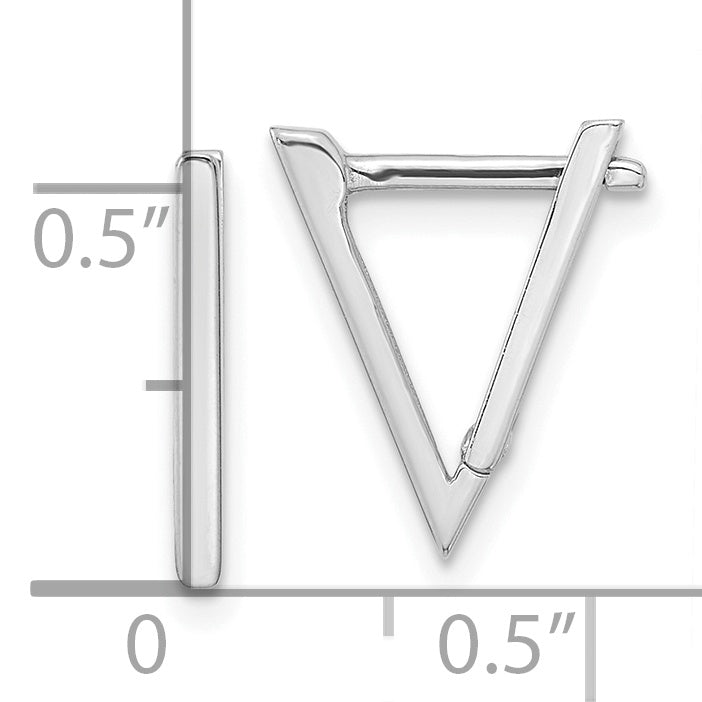 Aretes de Aro Triangulares Pulidos en Oro Blanco de 14k
