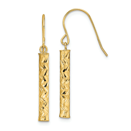 Aretes Colgantes Pulidos en Oro Amarillo de 14K