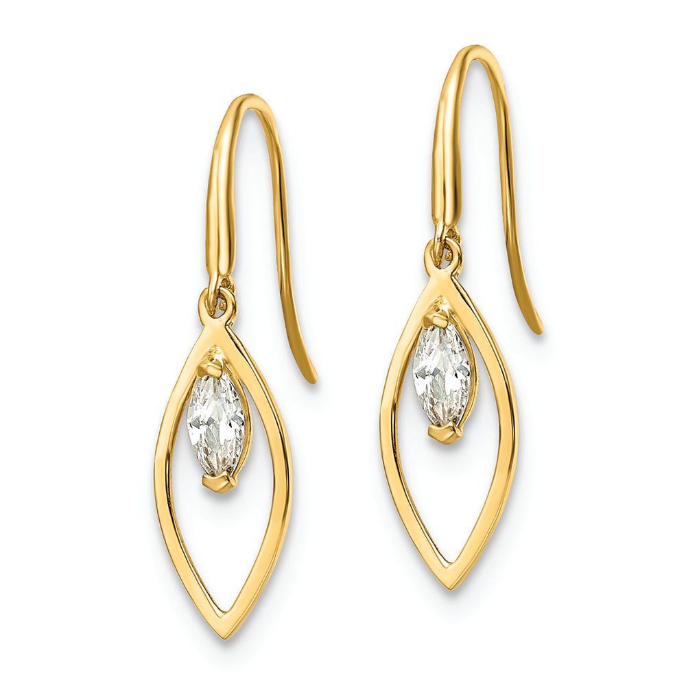 Pendientes Colgantes de Oro Amarillo de 14k con Zirconia Cúbica (CZ)