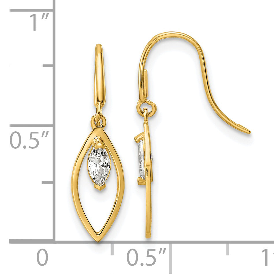 Pendientes Colgantes de Oro Amarillo de 14k con Zirconia Cúbica (CZ)