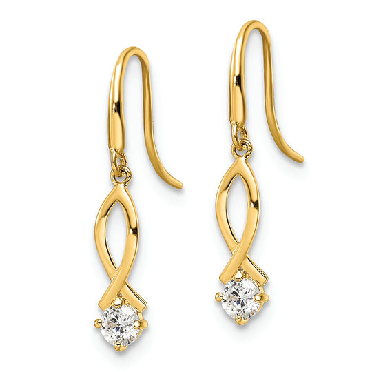 Pendientes Colgantes de Oro Amarillo de 14k con Zirconia Cúbica (CZ)