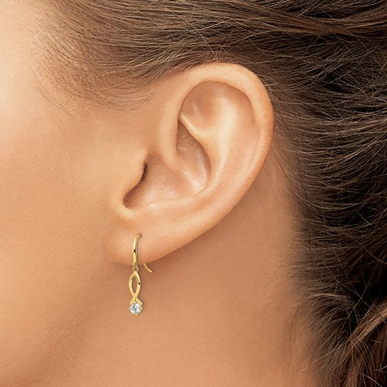 Pendientes Colgantes de Oro Amarillo de 14k con Zirconia Cúbica (CZ)