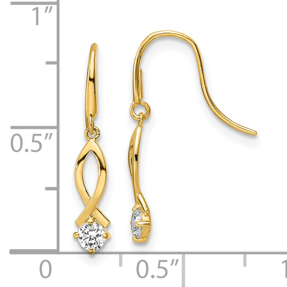 Pendientes Colgantes de Oro Amarillo de 14k con Zirconia Cúbica (CZ)