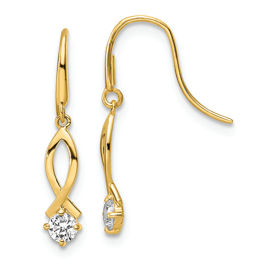 Pendientes Colgantes de Oro Amarillo de 14k con Zirconia Cúbica (CZ)