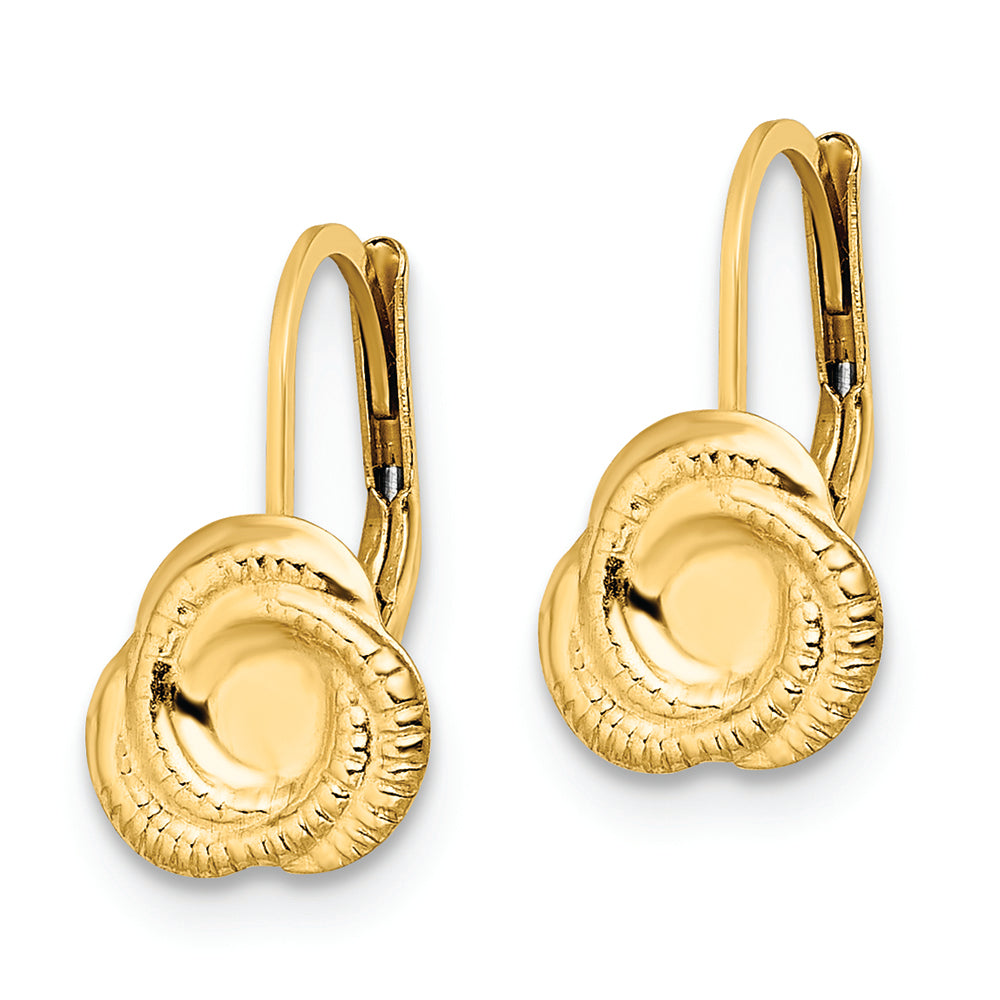 Pendientes Love Knot de Oro de 14k con Acabado Pulido y Cierre Enganche