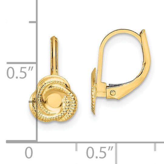 Pendientes Love Knot de Oro de 14k con Acabado Pulido y Cierre Enganche