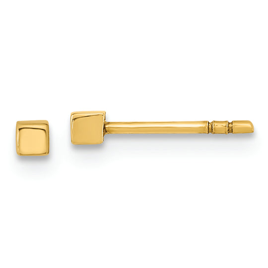 Pendientes de Post con Cubo Pulido en Oro Amarillo de 14k