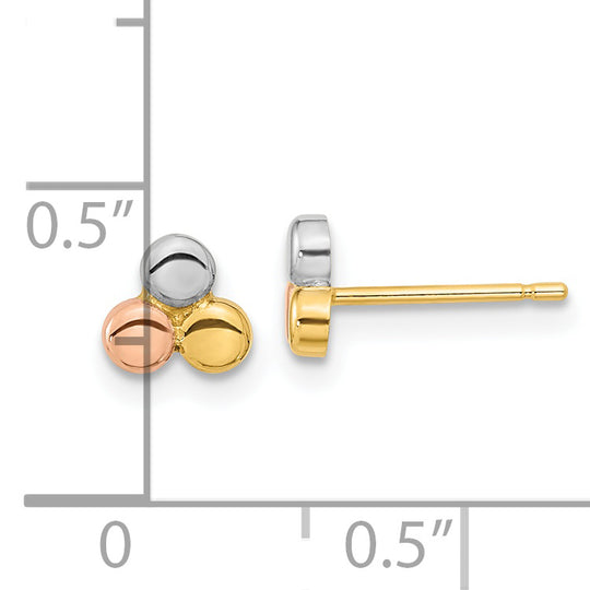 Pendientes de Post en Forma de Círculo Tri-color de 14k