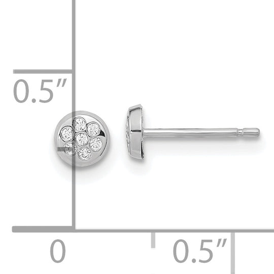 Pendientes de Botón en Oro Blanco de 14k con Circonia Cúbica (CZ)