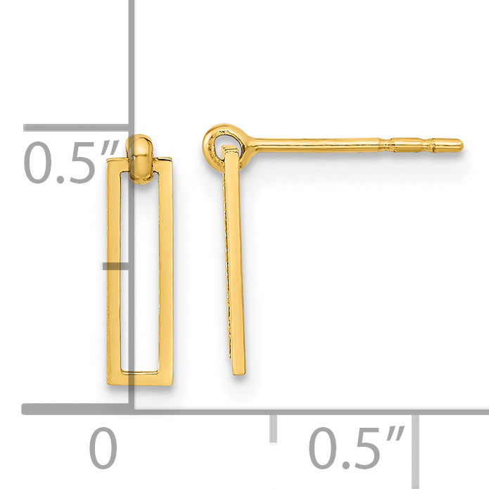 Aretes Colgantes Rectángulos Abiertos Pulidos de 14K