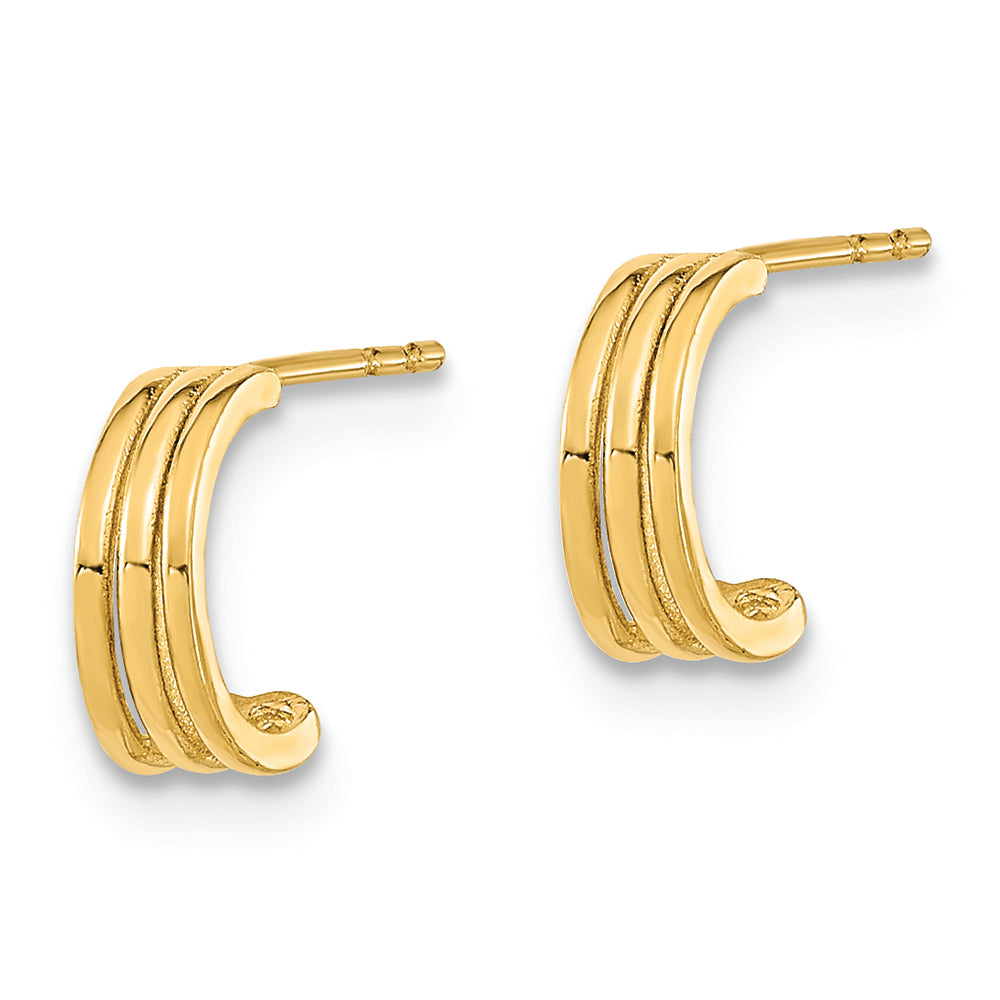 Aretes de Aro J-Hoop Pulidos de Oro Amarillo de 14K