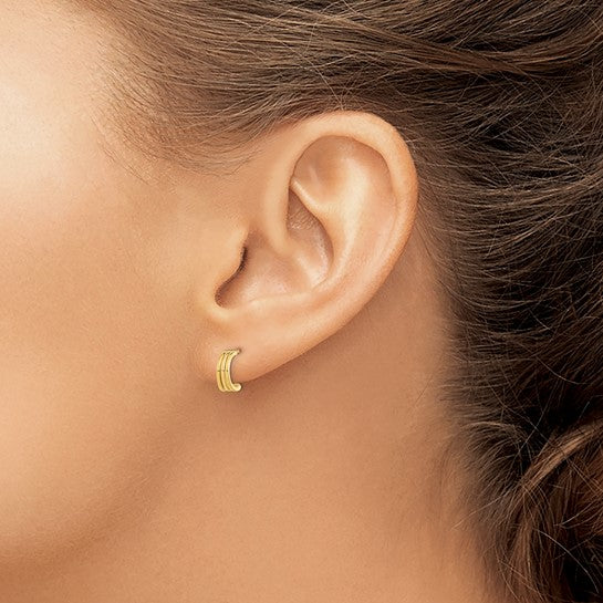 Aretes de Aro J-Hoop Pulidos de Oro Amarillo de 14K