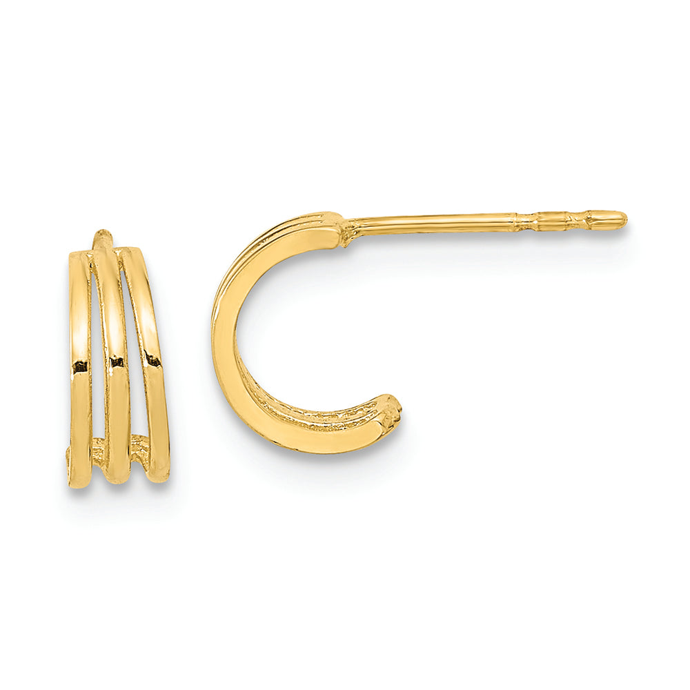 Aretes de Aro J-Hoop Pulidos de Oro Amarillo de 14K