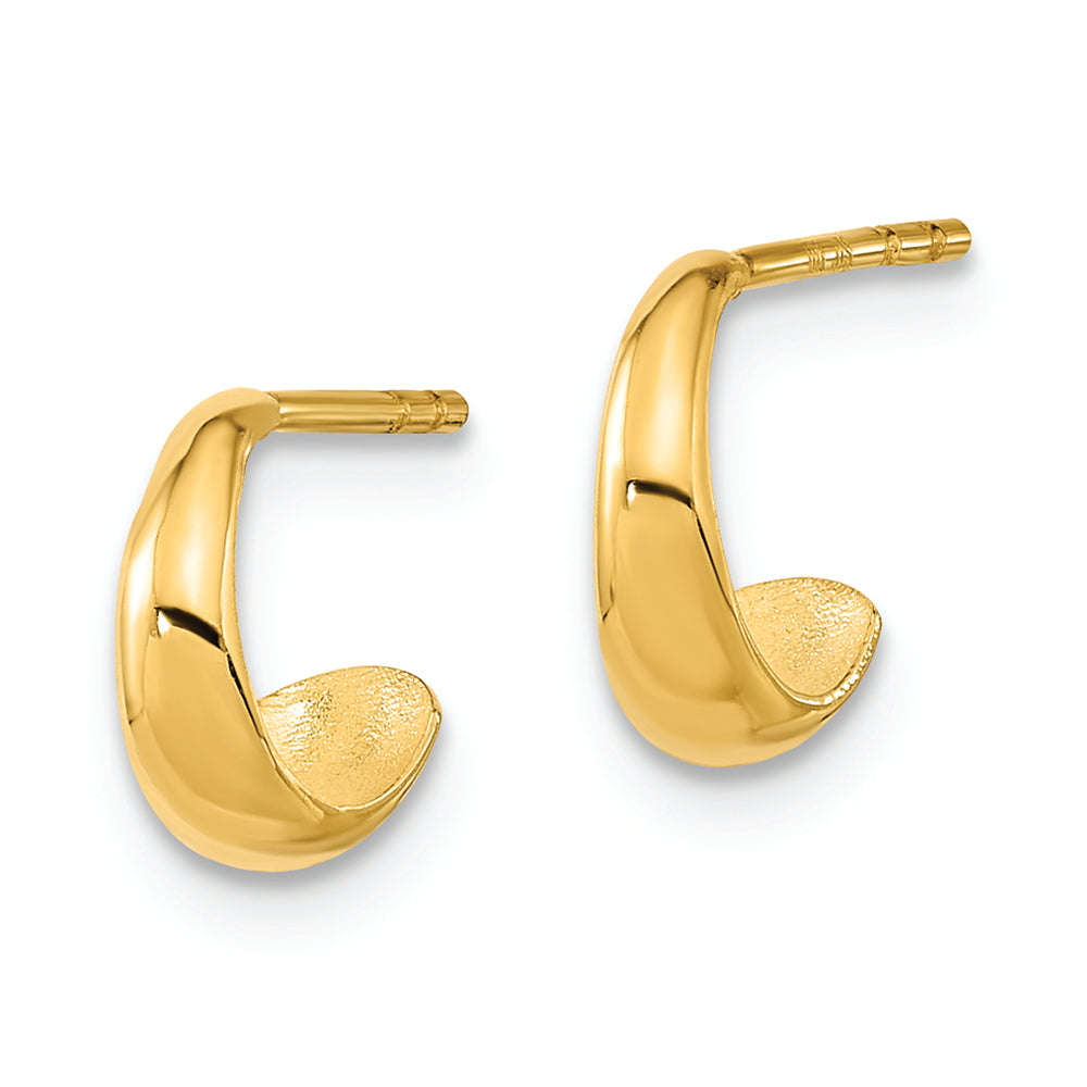 Aretes de Aro J-Hoop Pulidos de Oro Amarillo de 14K