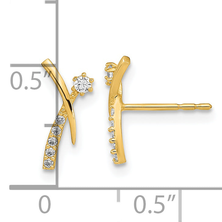 Aretes de Botón Pulidos con Circonia Cúbica (CZ) de 14K