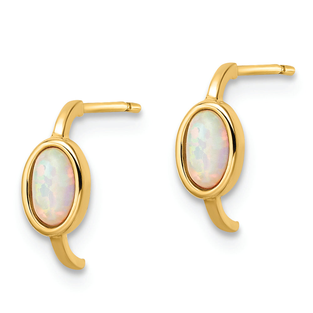 Pendientes J-Hoop de Ópalo Creado en Oro Amarillo de 14k