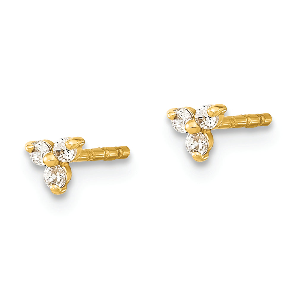 Pendientes de Stud Triangulares en Oro Amarillo de 14K con Circonitas Pulidas