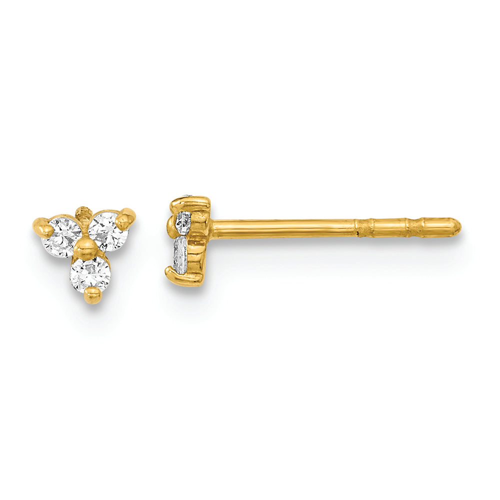 Pendientes de Stud Triangulares en Oro Amarillo de 14K con Circonitas Pulidas