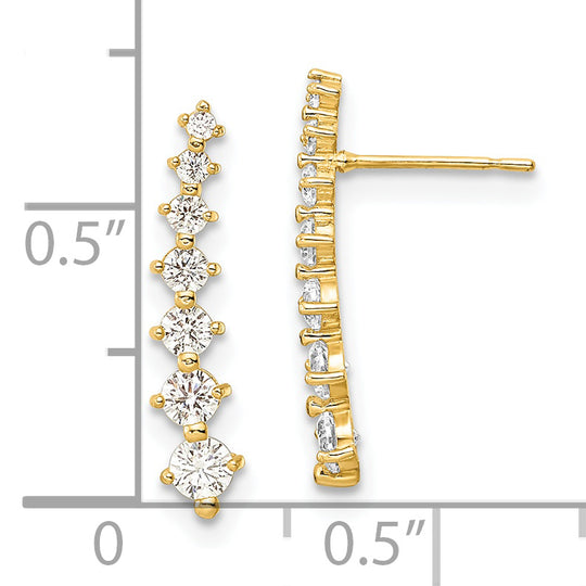 Aretes Colgantes de Oro Amarillo de 14K con Circonia Cúbica (CZ)