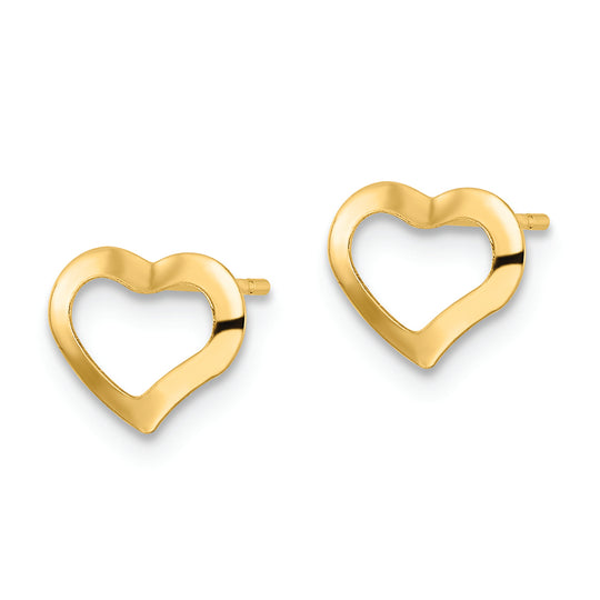 Pendientes de Corazón Pulido en Oro de 14k