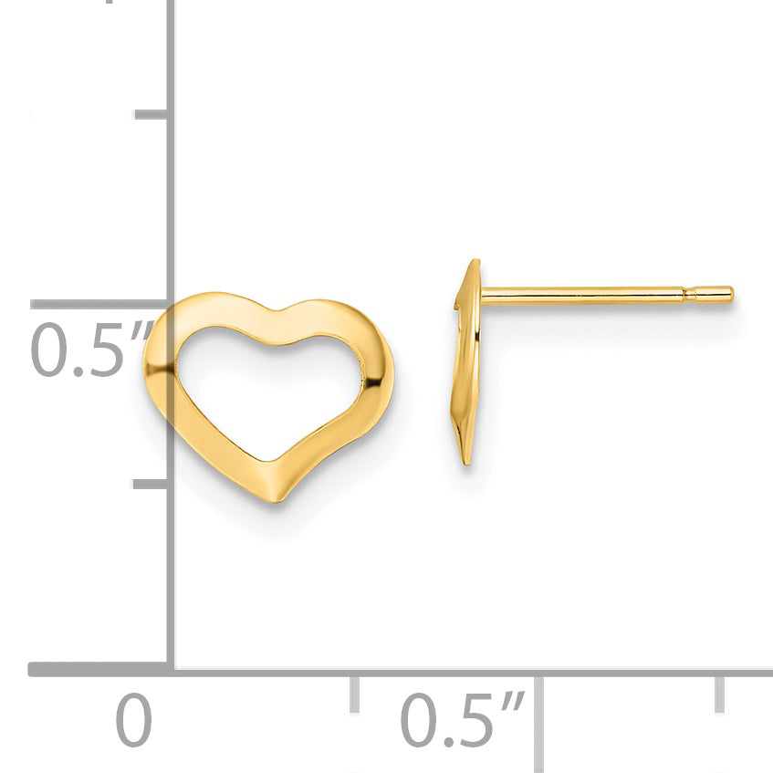 Pendientes de Corazón Pulido en Oro de 14k