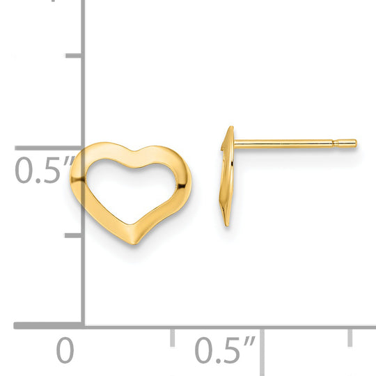 Pendientes de Corazón Pulido en Oro de 14k