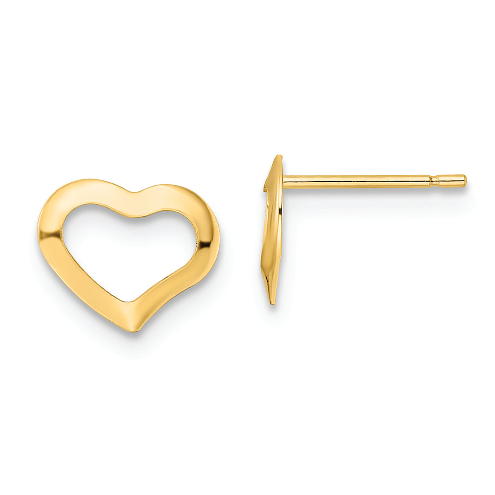 Pendientes de Corazón Pulido en Oro de 14k