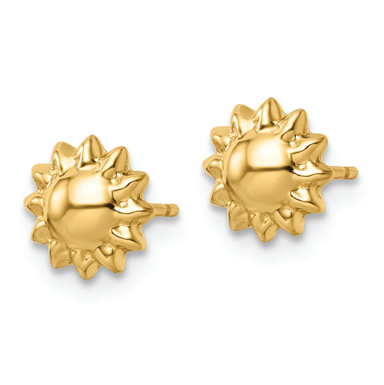 Pendientes de Sol Pulido en Oro de 14k