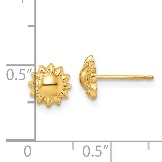 Pendientes de Sol Pulido en Oro de 14k