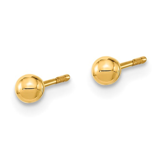 Juego de 3 Pares de Pendientes en Oro Amarillo de 14k Pulido con Flores y Cruz en CZ (Circonia Cubica)