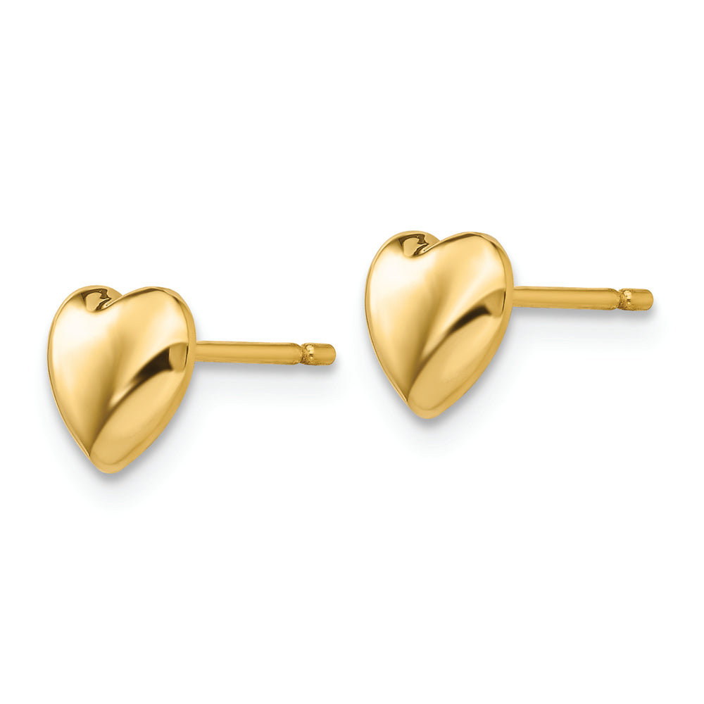 Pendientes de Corazón Pulido de Oro Amarillo de 14k