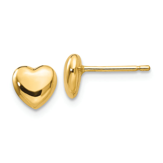 Pendientes de Corazón Pulido de Oro Amarillo de 14k