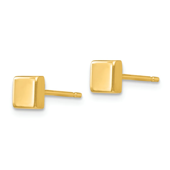 Pendientes Post Cuadrados Pulidos en Oro Amarillo de 14k