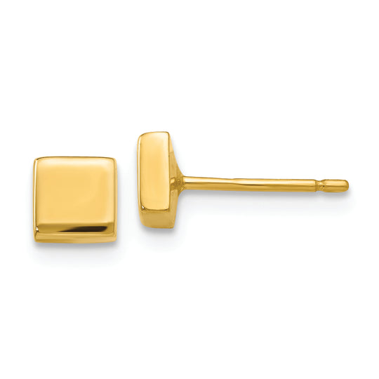 Pendientes Post Cuadrados Pulidos en Oro Amarillo de 14k