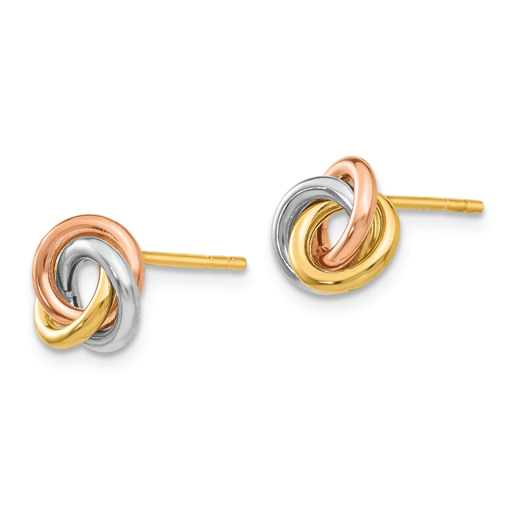 Pendientes de Nudos Retorcidos en Oro Tri-color de 14k