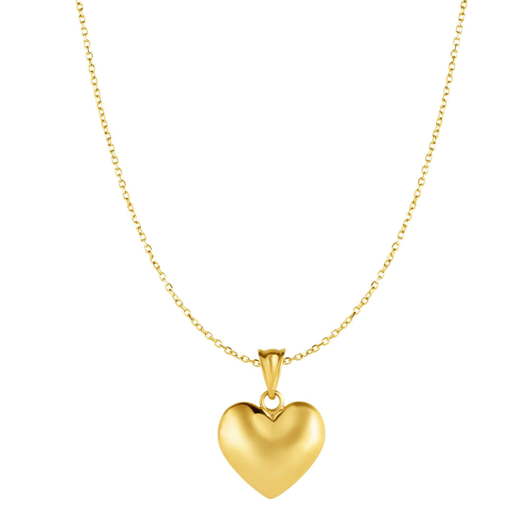 Collar de corazón hinchado de oro de 10 quilates