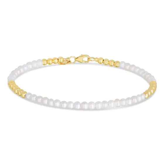 Pulsera de Perlas y Oro Amarillo de 14k