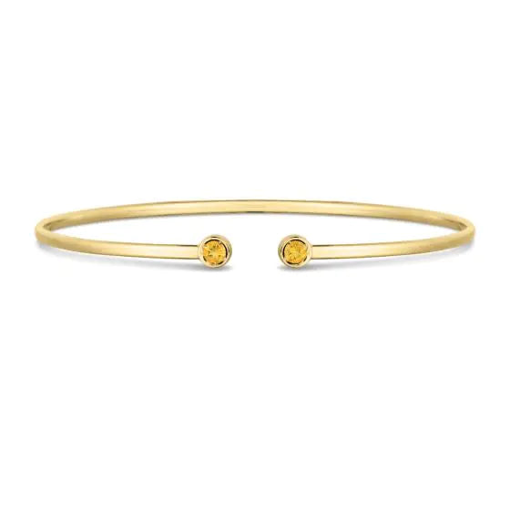 Brazalete Abierto de Citrino en Oro de 14k