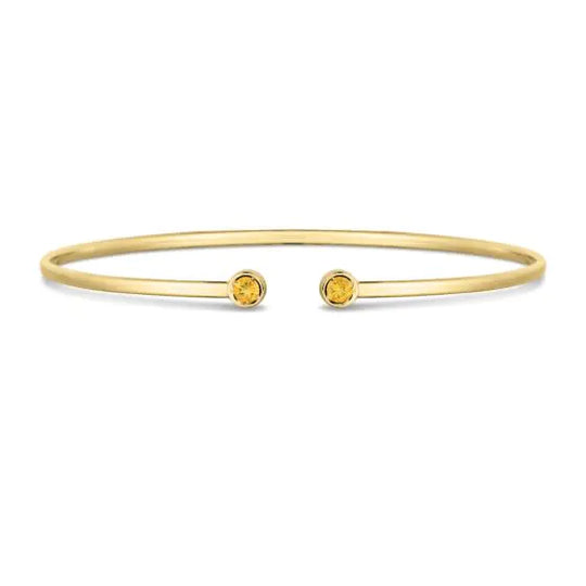 Brazalete Abierto de Citrino en Oro de 14k