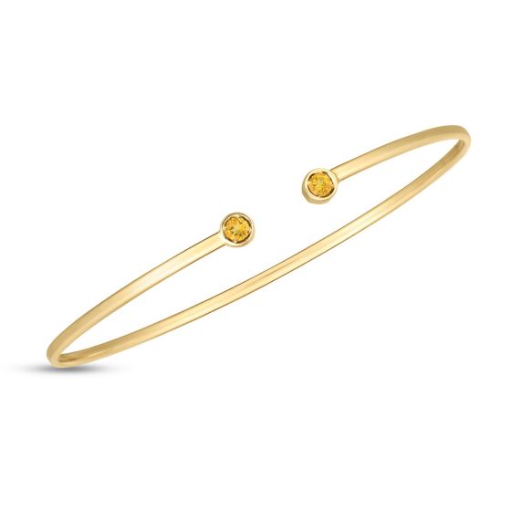 Brazalete Abierto de Citrino en Oro de 14k