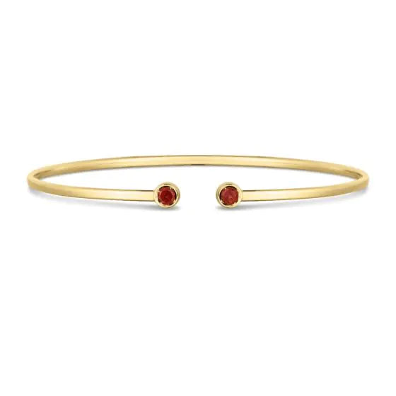 Brazalete Abierto con Granate en Oro de 14k